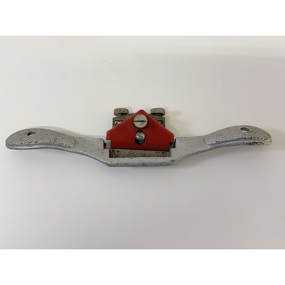 Vintage Original Metal Spokeshave Woodworking Plane w/ Red Cap, Approx 9 in